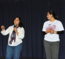 Comisionadas del IMIPE dando la bienvenida al Hackathon.